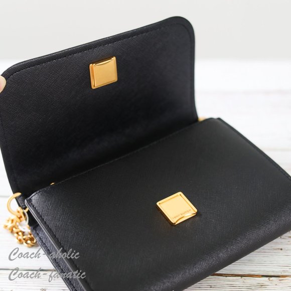 NWT Tory Burch Emerson Chain Wallet Leather Crossbody in Black - Picture 11 of 13